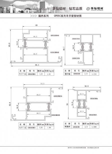 GR55C系列平開窗型材圖