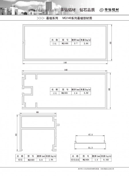 MQ140系列幕墻型材圖